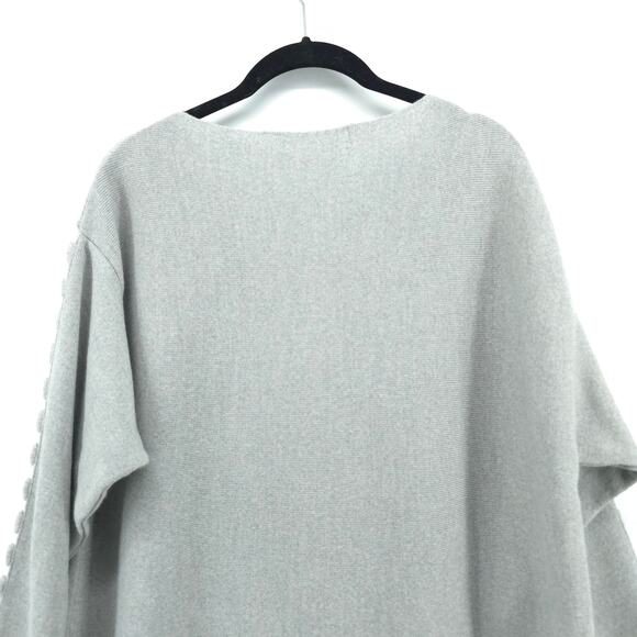 Manuel's Story Womens Light Grey Blend Crotchet Sleeve Boat Neck Sweater| L - Picture 8 of 9